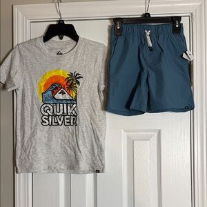 Quiksilver Surf Graphic Tee and Teal Shorts